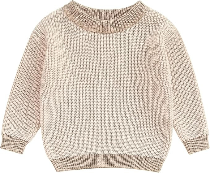Newborn Infant Baby Girl Boy Knit Sweater Crewneck Pullover Long Sleeve Chunky Sweater Toddler Fa... | Amazon (US)