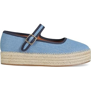 Mary Jane Woven Espadrilles for Women Round Toe Ballerina Shoes Canvas Summer Flats | Amazon (US)