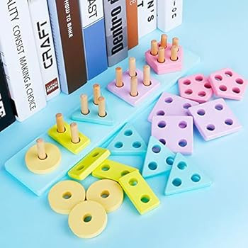 Wooden Stacking Toys for Toddler 1 2 3 Year Old, Shape Sorter Montessori Educational Recognition Puz | Amazon (US)