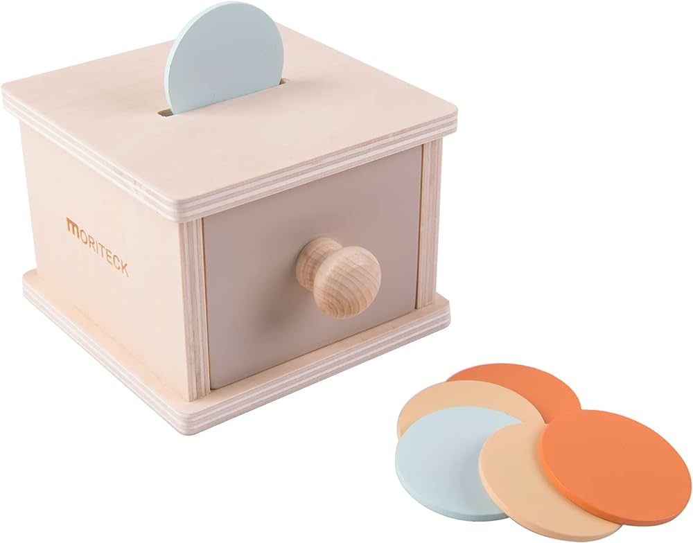 MORITECK Montessori Coin Box and Object Permanence, Wood Drawer with 3 Colors Coin Toy for 1 Year... | Amazon (US)