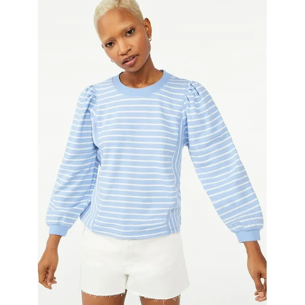 Free Assembly Women's Bubble Top with Pleated Shoulders | Walmart (US)