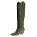 Cowgirl Boots Women Knee High Boots Pointed Toe and Block Heel Cowboy Suede and Faux Leather Boots with Embroidered | Amazon (US)