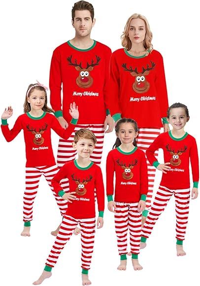 shelry Girls Pajamas for Christmas Children Heart Clothes Toddler Kids Cartoon Sleepwear | Amazon (US)