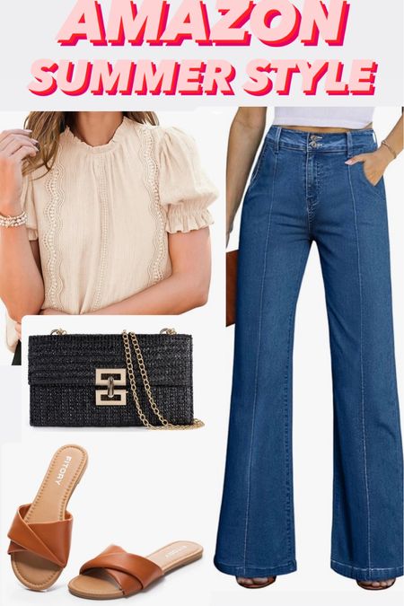 Easy summer style. Love denim and a blouse for any occasion. #amazon 

#LTKFindsUnder50 #LTKStyleTip