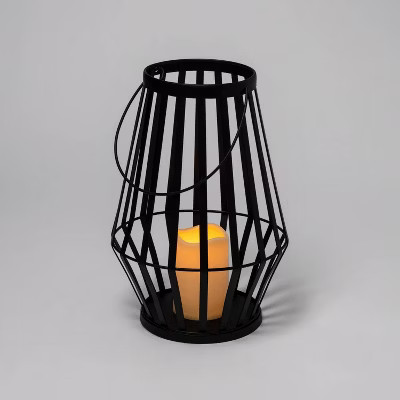 13.5" Light Up Metal Slat Black Halloween Decorative Lantern - Hyde & EEK! Boutique™... | Target