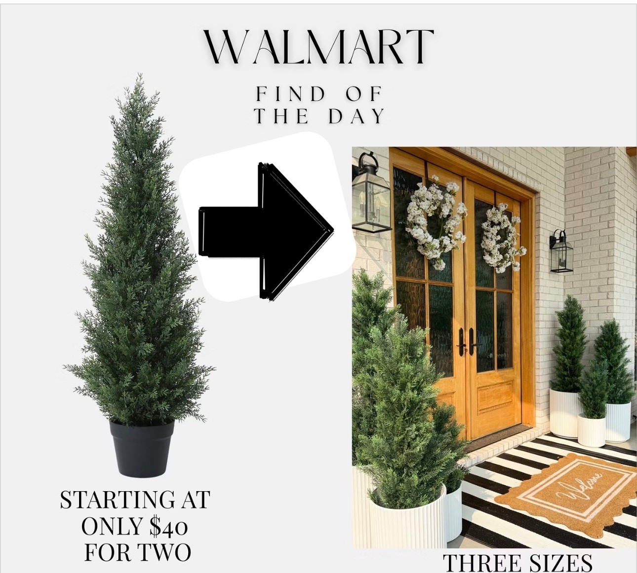 Walmart Find! These faux cedar trees are a favorite of mine they super realistic and perfect for year-round styling! Available in three sizes starting at $40.

Follow me for more home finds and inspiration!

#LTKSeasonal #LTKSaleAlert #LTKHome