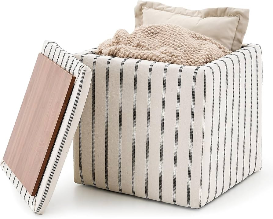 Wimarsbon 18inch Storage Ottoman with Detachable Tray, Mid Century Large Capacity Oversized Ottom... | Amazon (US)