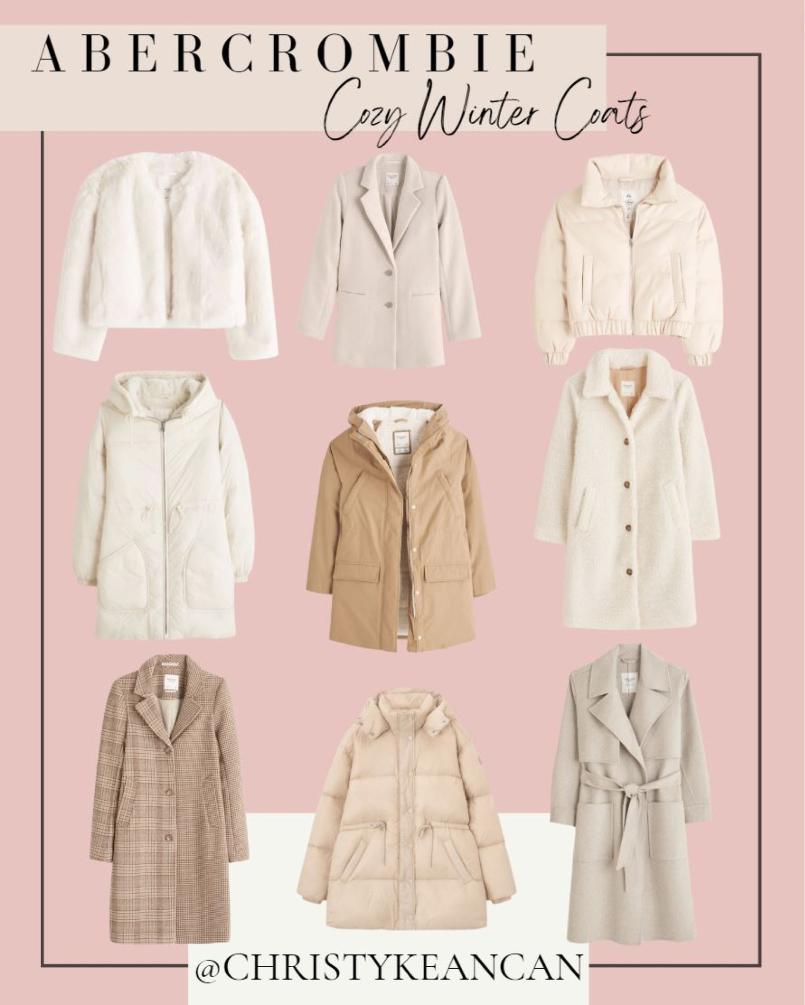 Stay warm and on-trend with any of these cute coats from @abercrombie From puffer coats to trenches, these high-quality jackets are designed to keep you warm and looking great during the colder months. 
#winterjackets
#wintercoats
#cozycoats
#beigecoat
#creamcoat
#neutrals

#LTKstyletip #LTKSeasonal