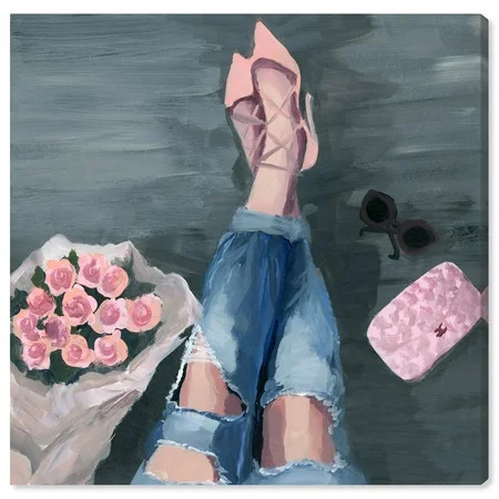 Runway Avenue Fashion and Glam Wall Art Canvas Prints Waiting For You Shoes - Pink Gray | Walmart (US)