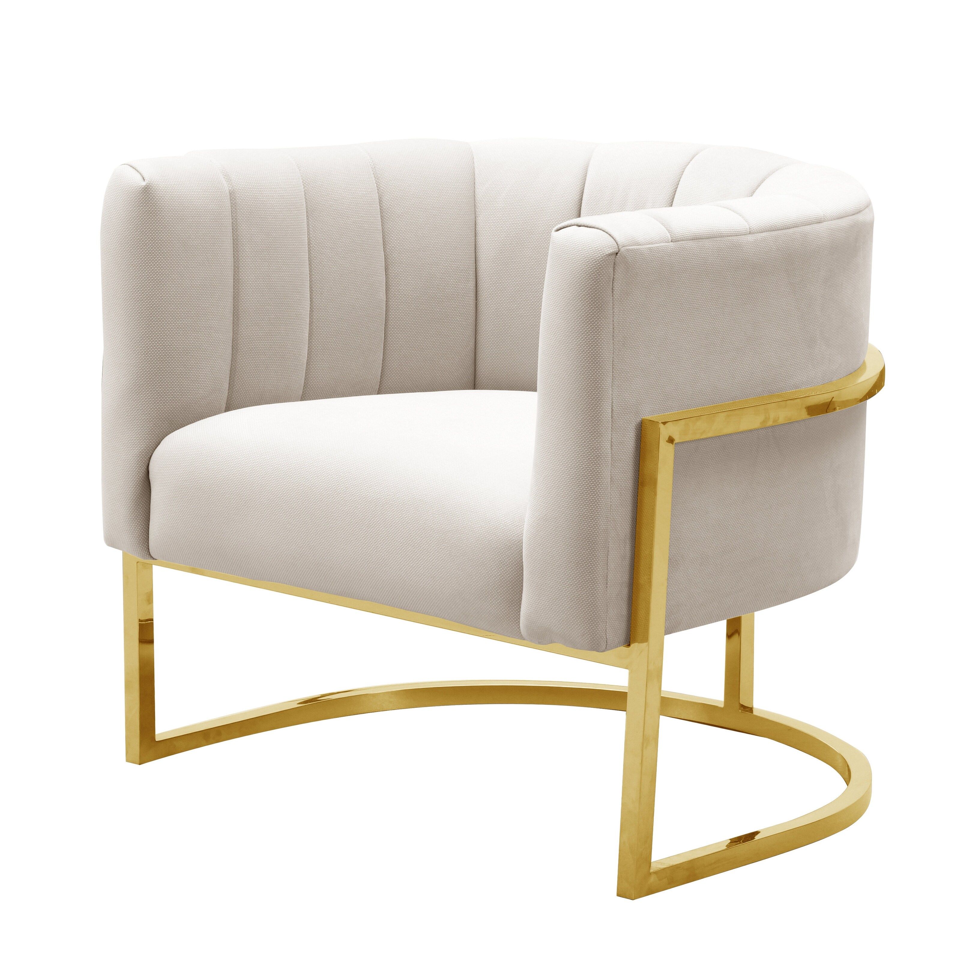 TOV Furniture Magnolia Spotted Cream Velvet Chair with Gold Base | Walmart (US)