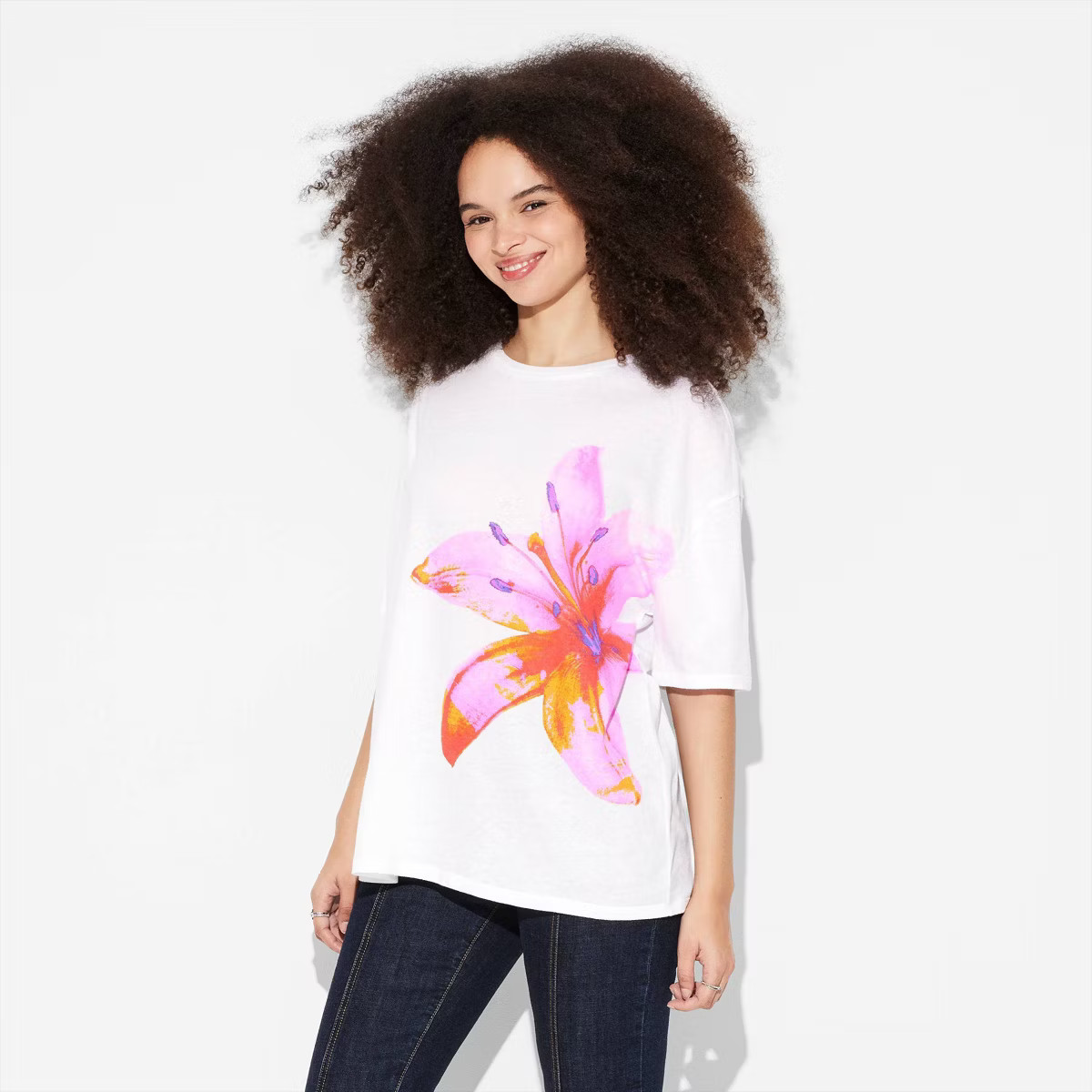 Women's Short Sleeve Oversized Graphic T-Shirt - Wild Fable™ Light Blue XL | Target