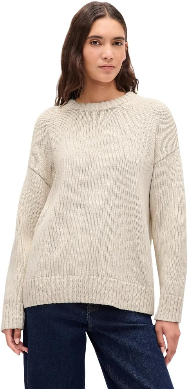 Gap Women's Oversized Boyfriend Cotton Crew Sweater | Amazon (US)