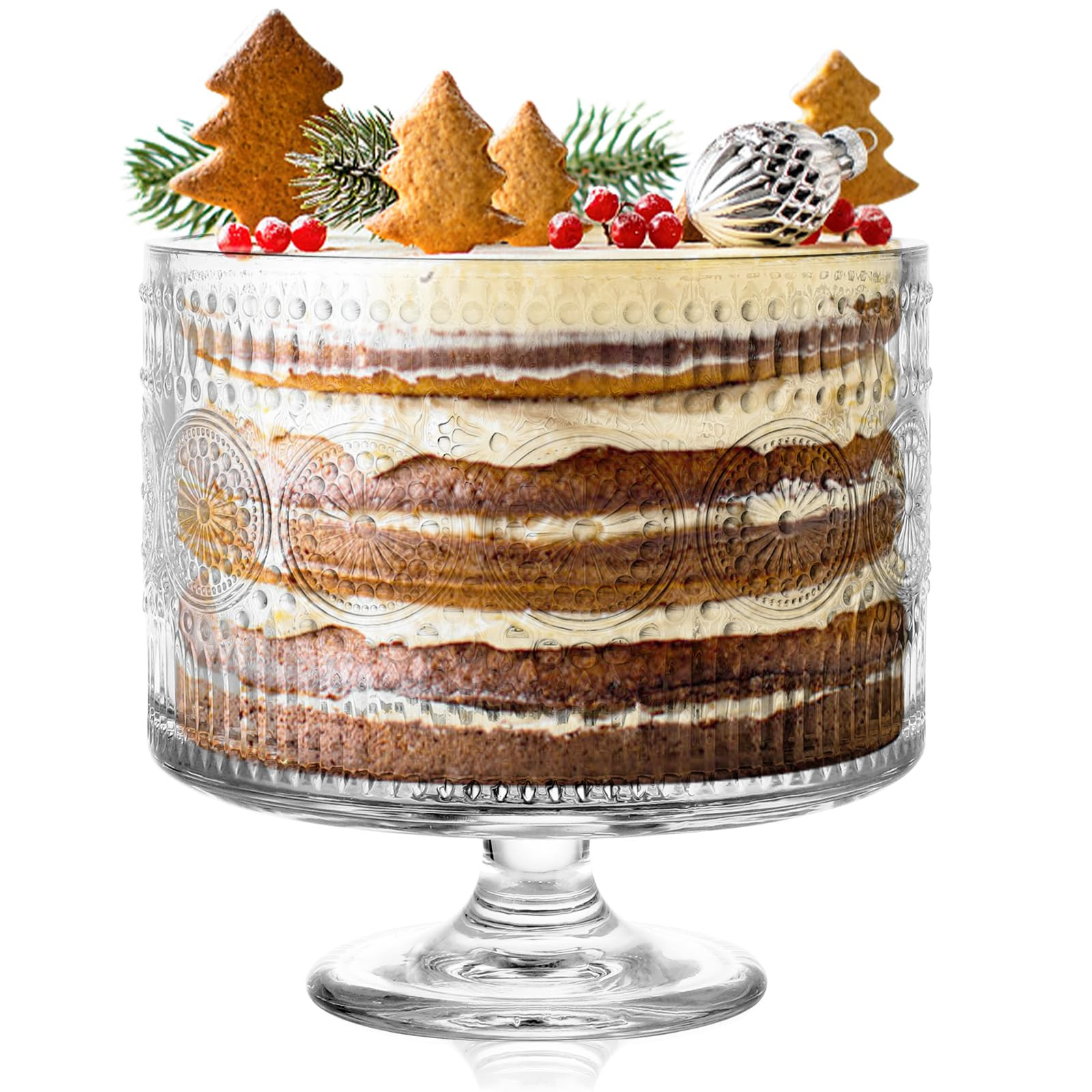 MDLUU Glass Trifle Bowl with Pedestal, 3.43qt Footed Dessert Stand, Vintage Centerpiece Bowl for ... | Amazon (US)