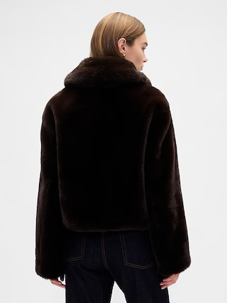 100% Recycled Relaxed Faux-Fur Jacket | Gap Factory