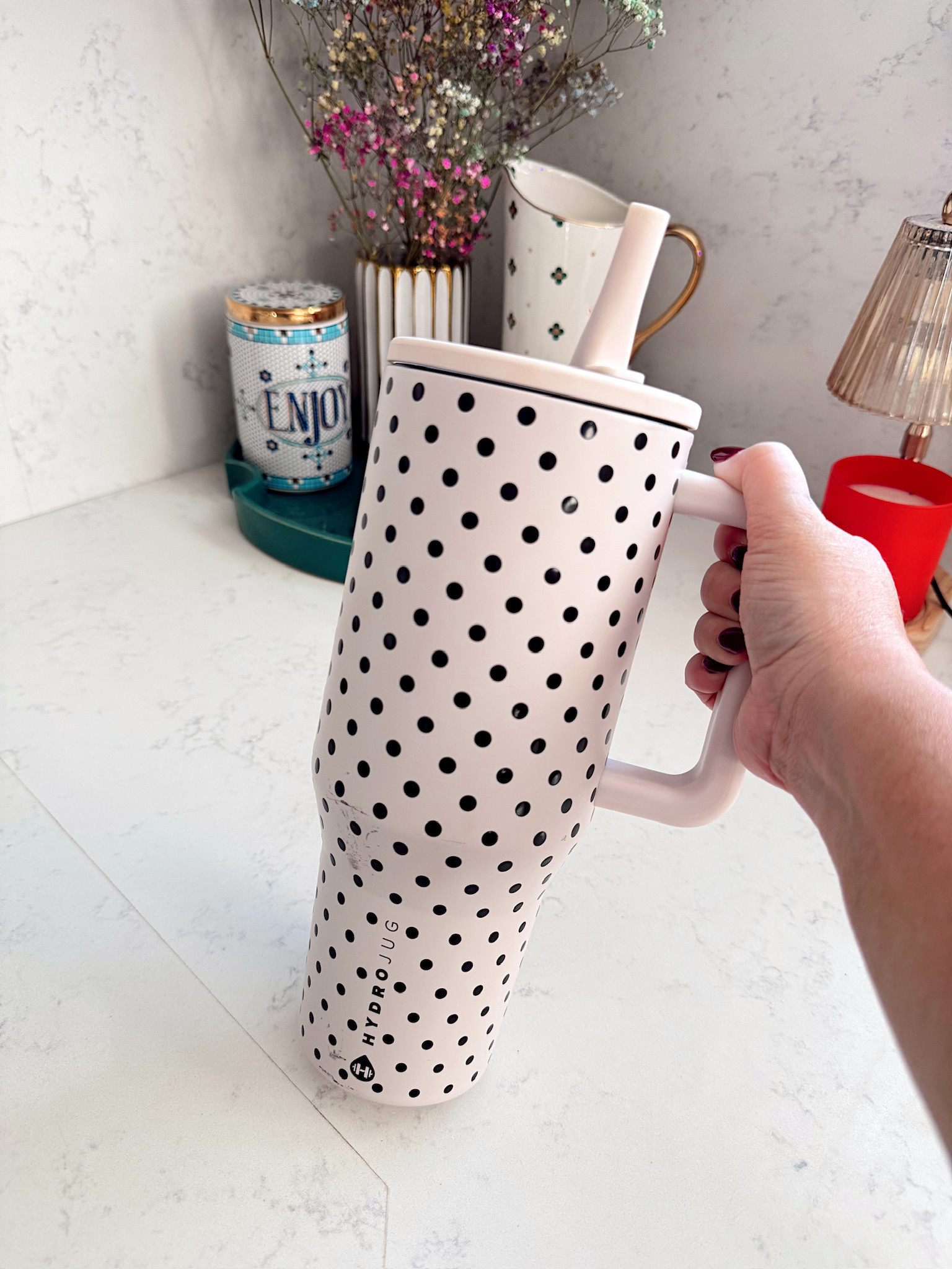 Love this polka dot HydroJug!🖤🤍




HydroJug, polka dot HydroJug, water tumbler, amazon, water bottle with straw, hydration essentials, everyday favorites, stylenright, shelli enright 

 #LTKselfcare #LTKActive