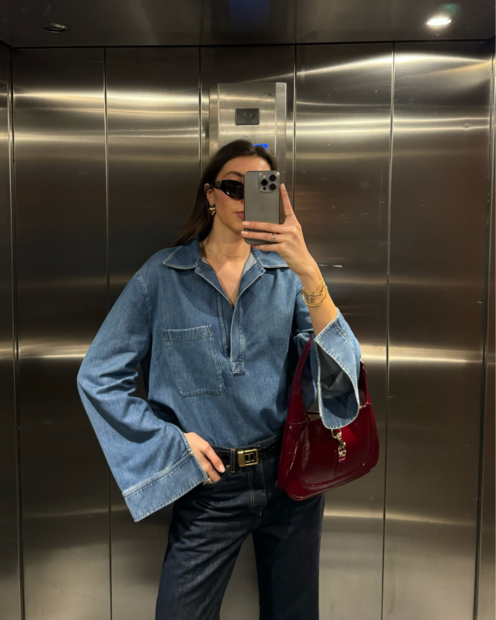 double denim outfit check 🍒 #springoutfit #denimondenim #doubledenim
