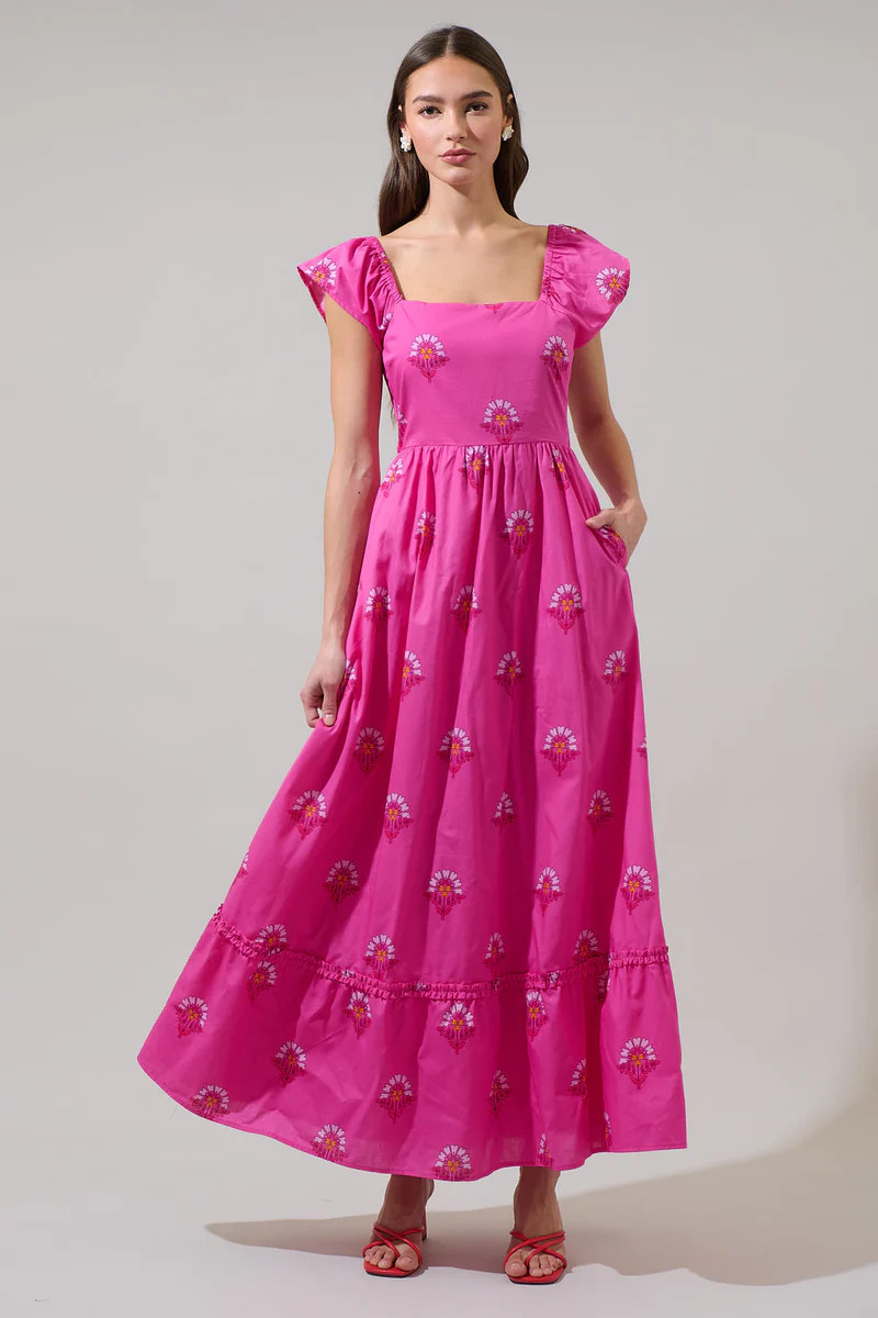 Scarlett Floral Mazy Smocked Maxi Dress | Sugarlips