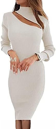 Glamaker Women's Sexy Long Sleeve Ribbed Sweater Dress Bodycon Midi Long Sweater Dresses | Amazon (US)