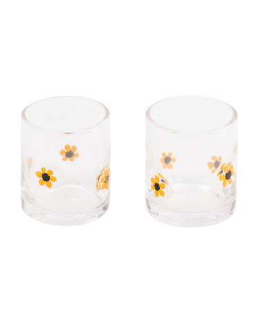 Set Of 2 Double Old Fashioned Sunflower Glasses | TJ Maxx