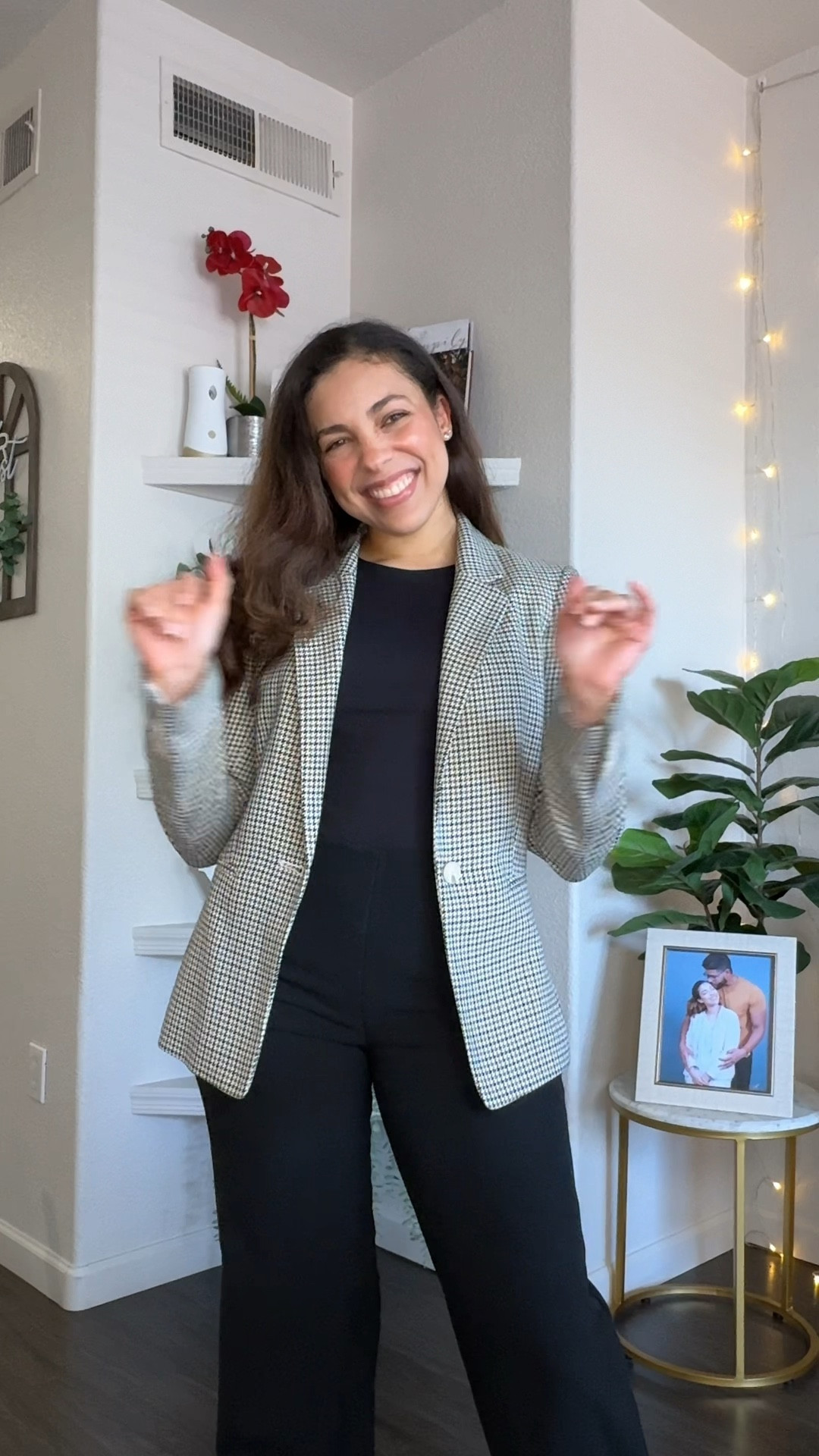 Day 3 sharing my blazer collection : 
3. H&M blazer. I found it on clearance 4 years ago. Still one of my favorites! 

Im tagging similar finds for you! 

Plaid H&M Blazer, black body suit, black trousers, black pumps 

Office wear inspiration 

#LTKfindsunder100 #LTKfindsunder50 #LTKstyletip