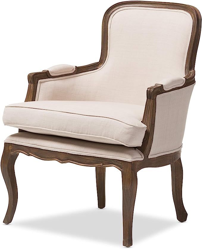 Baxton Studio Napoleon Traditional French Accent Chair, Ash | Amazon (US)