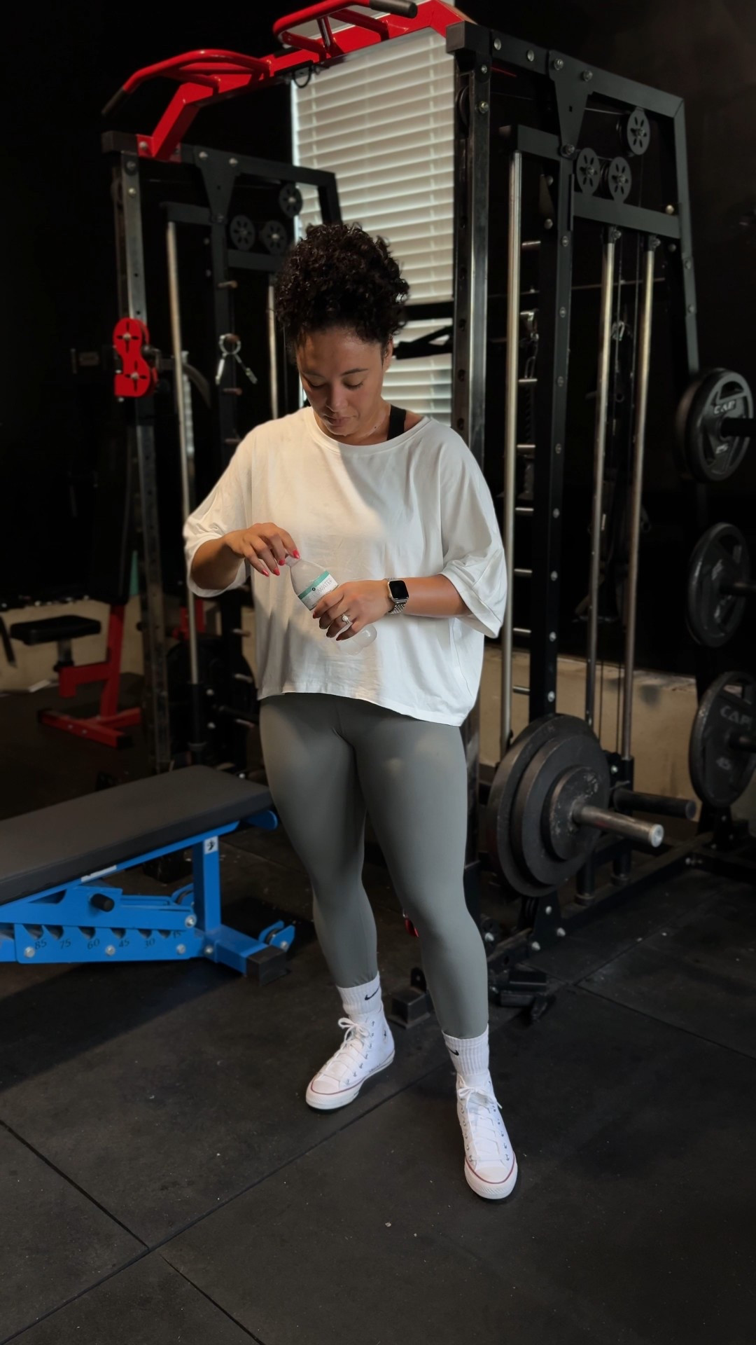 Workout fit from today! I linked our workout equipment to start out the big main machine behind me does almost everything you will need we had it for 4 years and for 3 of those years it’s all we used I also found our other equipment I used today on amazon but it is like double what we paid  we bought it on TikTok shop almost a year ago 

#LTKSummerEdit #LTKActive #LTKFindsUnder100