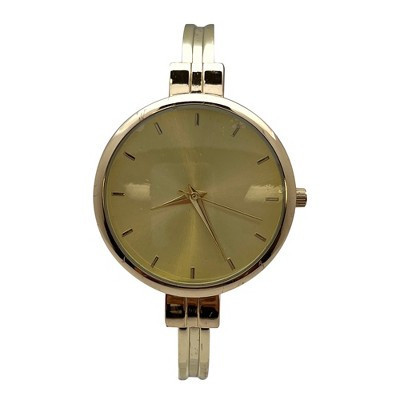Olivia Pratt Gold Big Face Minimalist Bezel Bangle Women Watch | Target