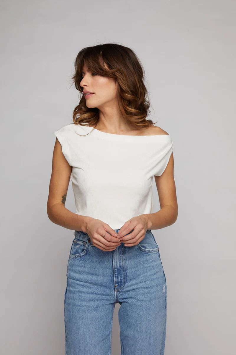 Drop Shoulder Top - Off White | Sunday Ritual