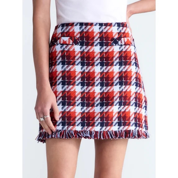Free Assembly Women’s Tweed Mini Skirt with Fringe Hem, Sizes 0-20 | Walmart (US)
