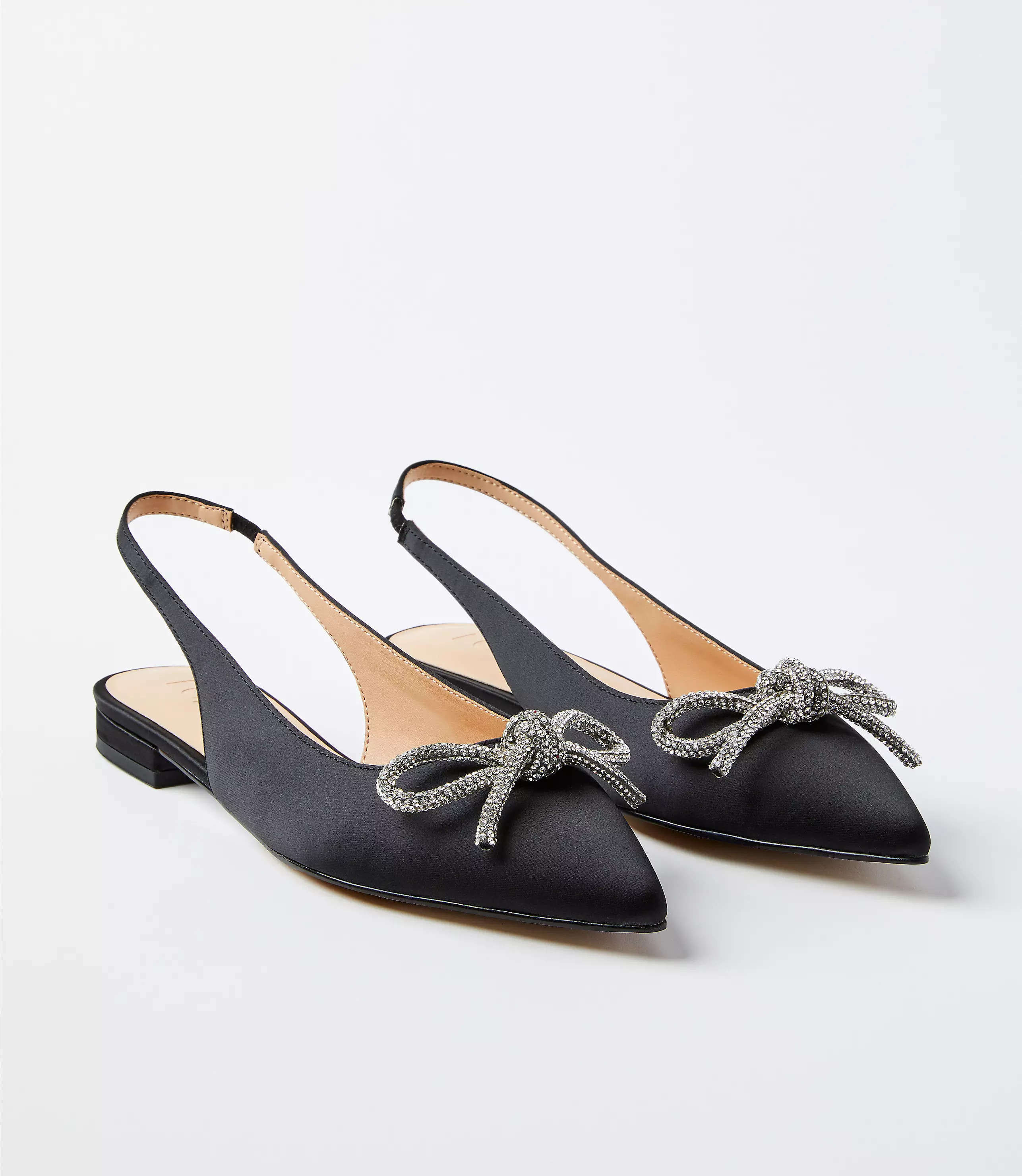 Sparkle Bow Satin Slingback Flats | LOFT