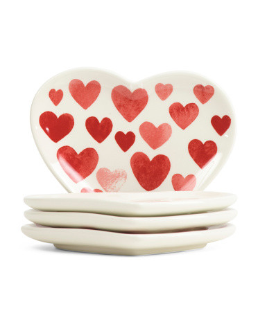 Set Of 4 Love Heart Appetizer Plates | TJ Maxx