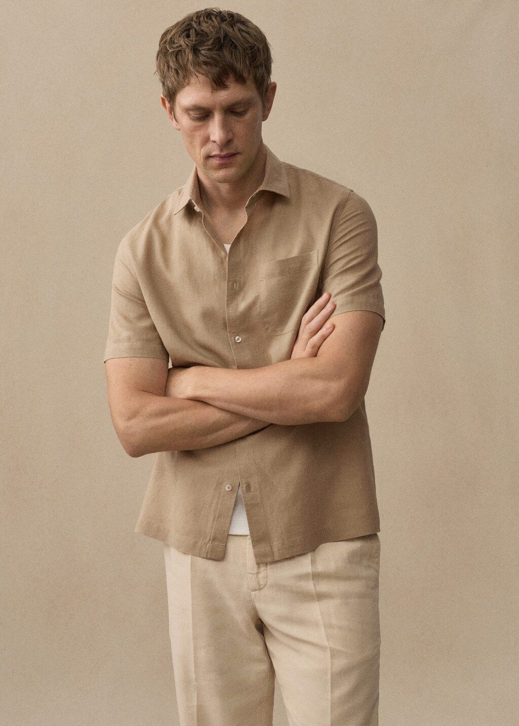 Regular-fit linen shirt with pocket | MANGO (US)