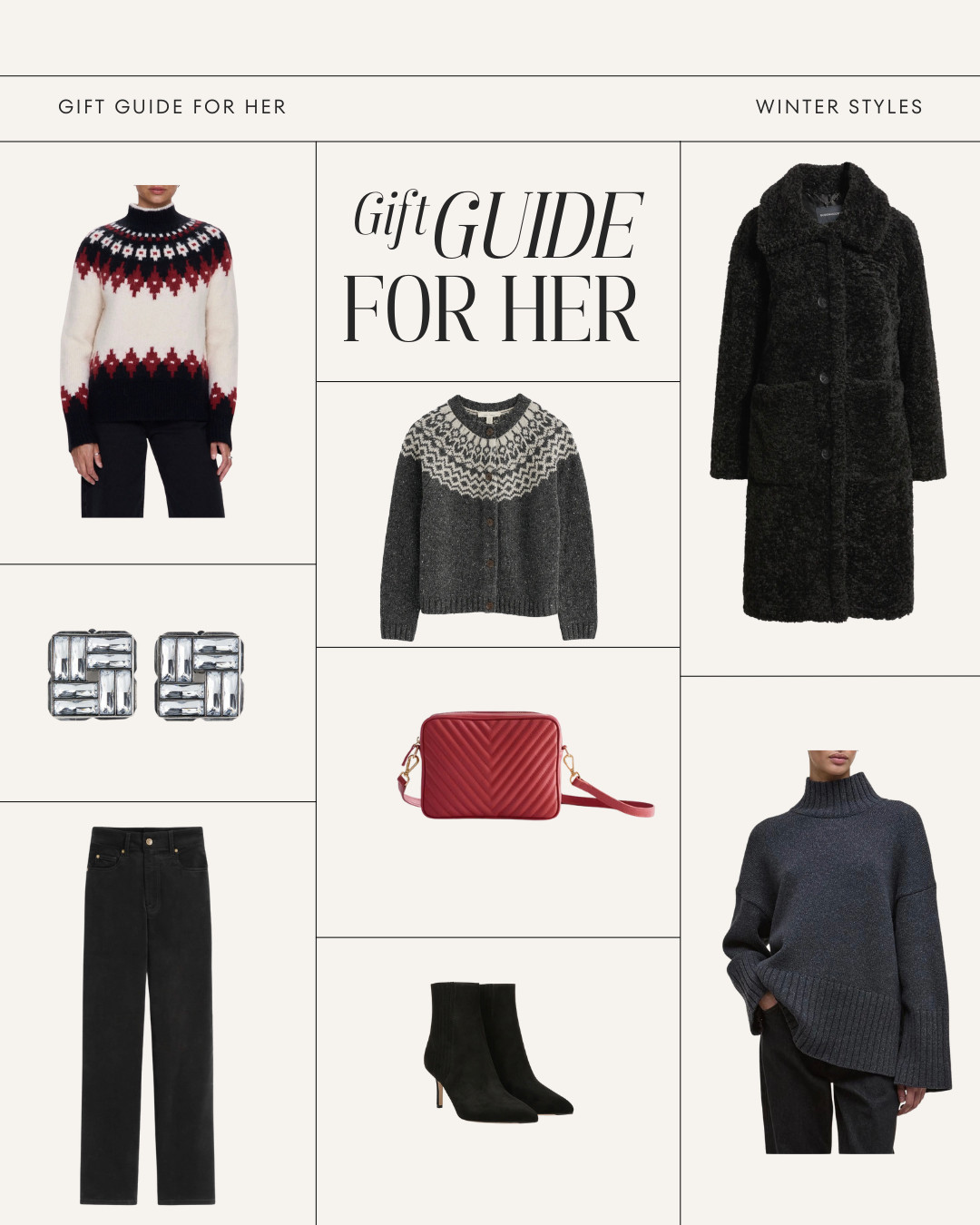 Gift Guide for Her – Winter Styles

If you’re looking for timeless, cozy gifts she’ll actually love (and wear!), this winter edit is full of warm textures and elegant essentials. Think classic sweaters, statement coats, and simple accessories that elevate any outfit — perfect for gifting to yourself or someone special.

From soft knits to sleek boots and that one perfect red bag, these are the pieces that make winter feel both stylish and effortless.


#GiftGuideForHer #WinterStyle #HolidayShopping #CozySeason #TimelessStyle #LTKGiftGuide #HolidayEdit #apersonalorganizer 

 #LTKGiftGuide #LTKHoliday #LTKSeasonal