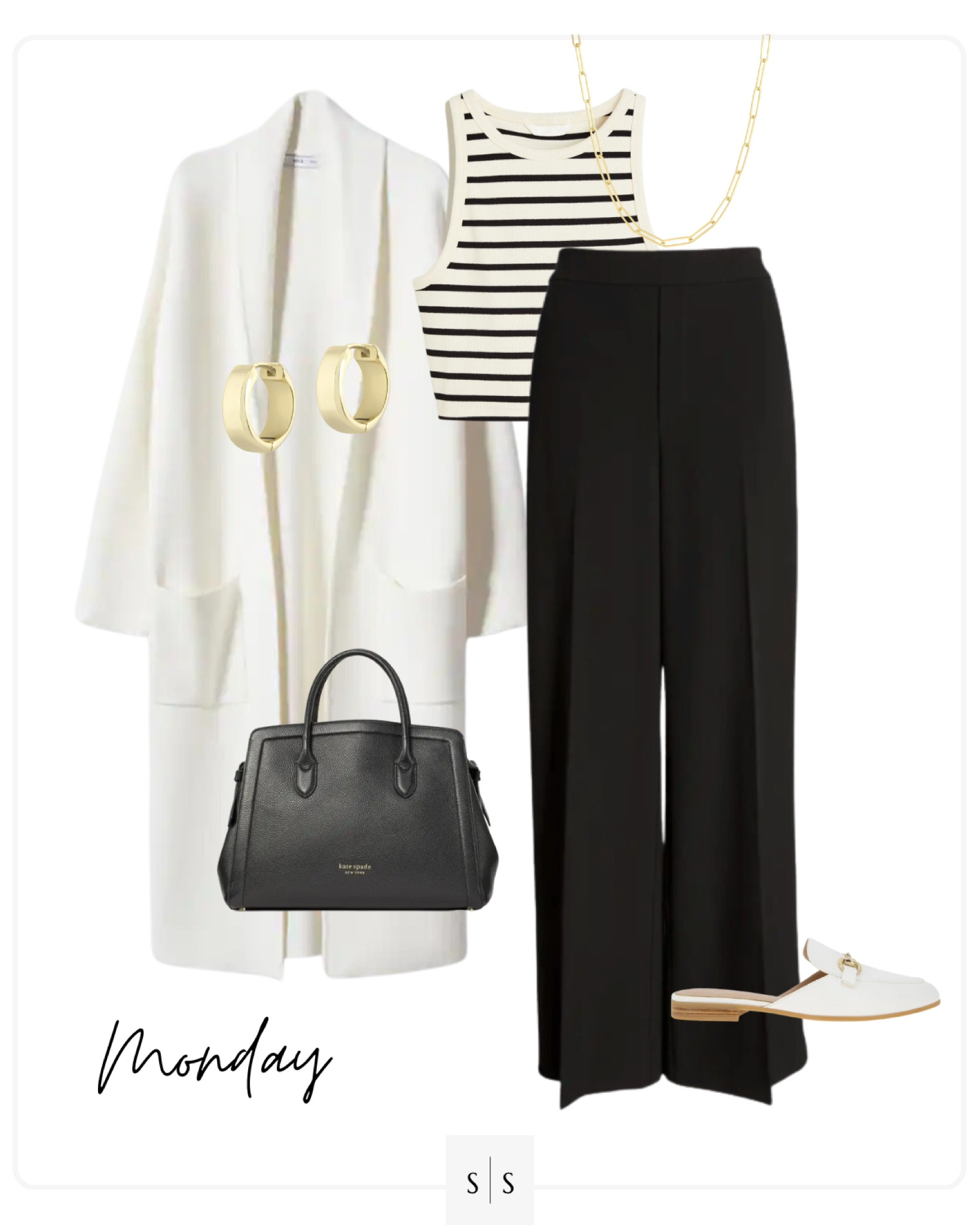 Style Guide of the Week | trousers, striped tank, cardigan coat, satchel, mules.

Foundational timeless style, outfit ideas, Spring outfits, Summer outfits, closet basics, casual style, chic style, everyday outfit. See all details on thesarahstories.com ✨

#LTKFind #LTKworkwear #LTKstyletip