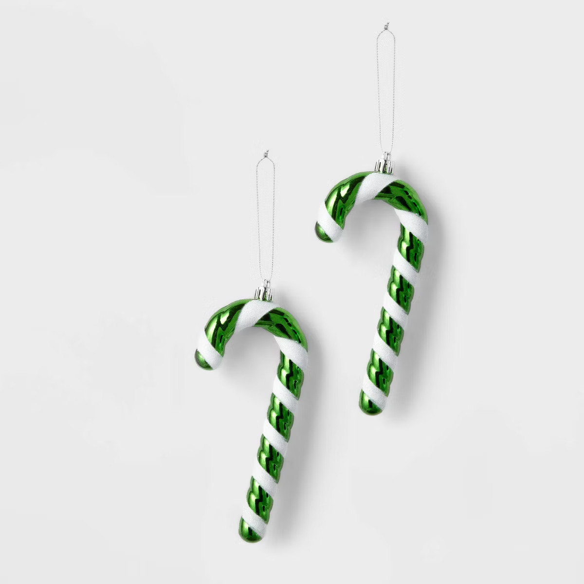 2ct Candy Cane Christmas Tree Ornament Set Green/White - Wondershop™: Indoor Decor, No Battery ... | Target