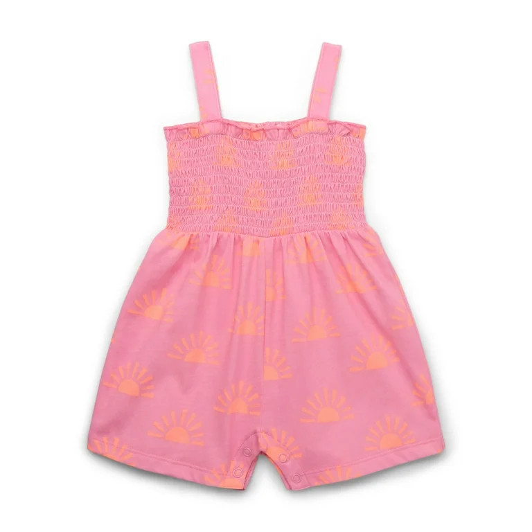 Garanimals Baby Girls Print Smocked Romper, Sizes 0M-24M | Walmart (US)