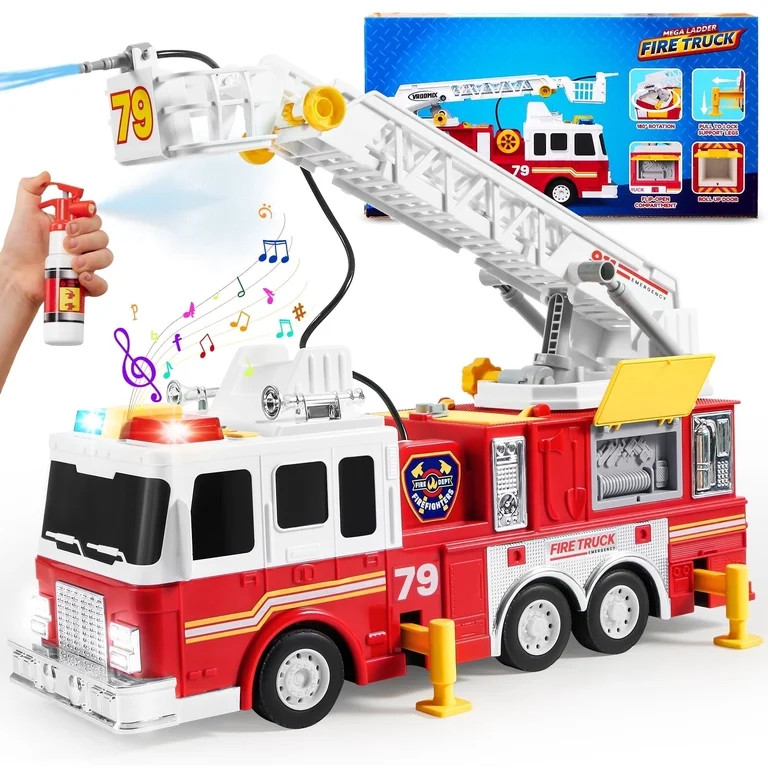 Joyfy Extra Large Fire Truck Toy for Kids, with 33-inch Extending Ladder Light & Sound/ Extendabl... | Walmart (US)