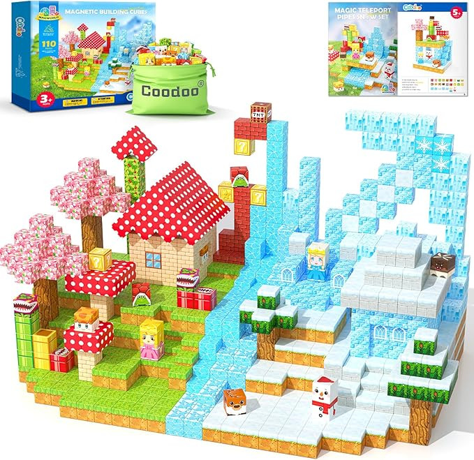 Coodoo 110PCS Magnetic Blocks - 1" Magnetic Building Blocks Sensory Toys for Kids Ages 4-8 8-12 M... | Amazon (US)