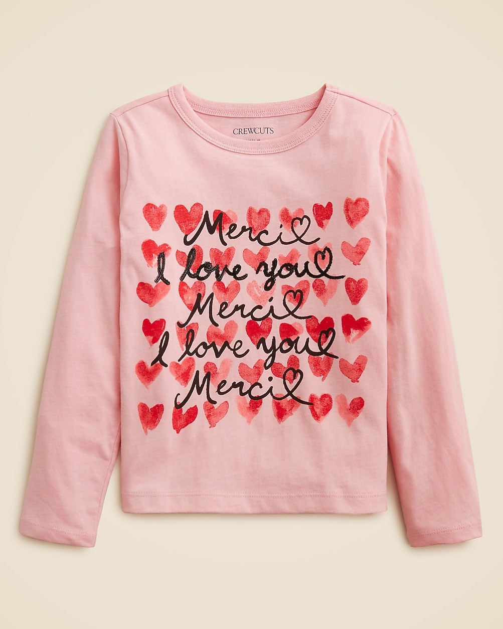 Girls' long-sleeve "merci" graphic T-shirt | J. Crew US