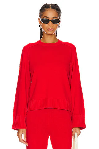 SIMKHAI Raglan Crewneck Sweater in Vernis Red from Revolve.com | Revolve Clothing (Global)