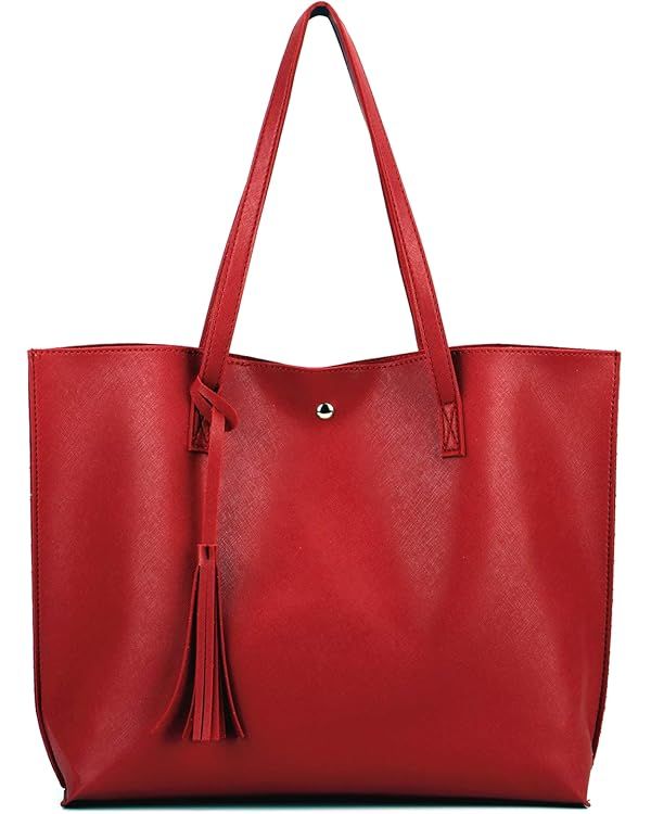 Nodykka Women Tote Bags Top Handle Satchel Handbags PU Faux Leather Tote Bag with Tassel Shoulder... | Amazon (US)