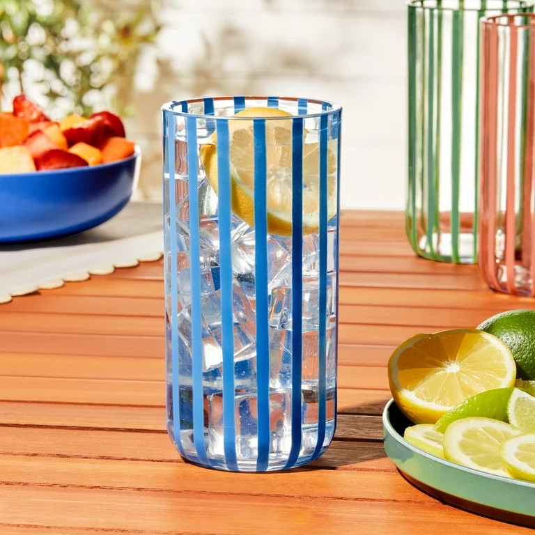 Mainstays by Becky G. & Alejandra 18-Ounce Tall Acrylic Stripe Line Tumbler, Blue | Walmart (US)
