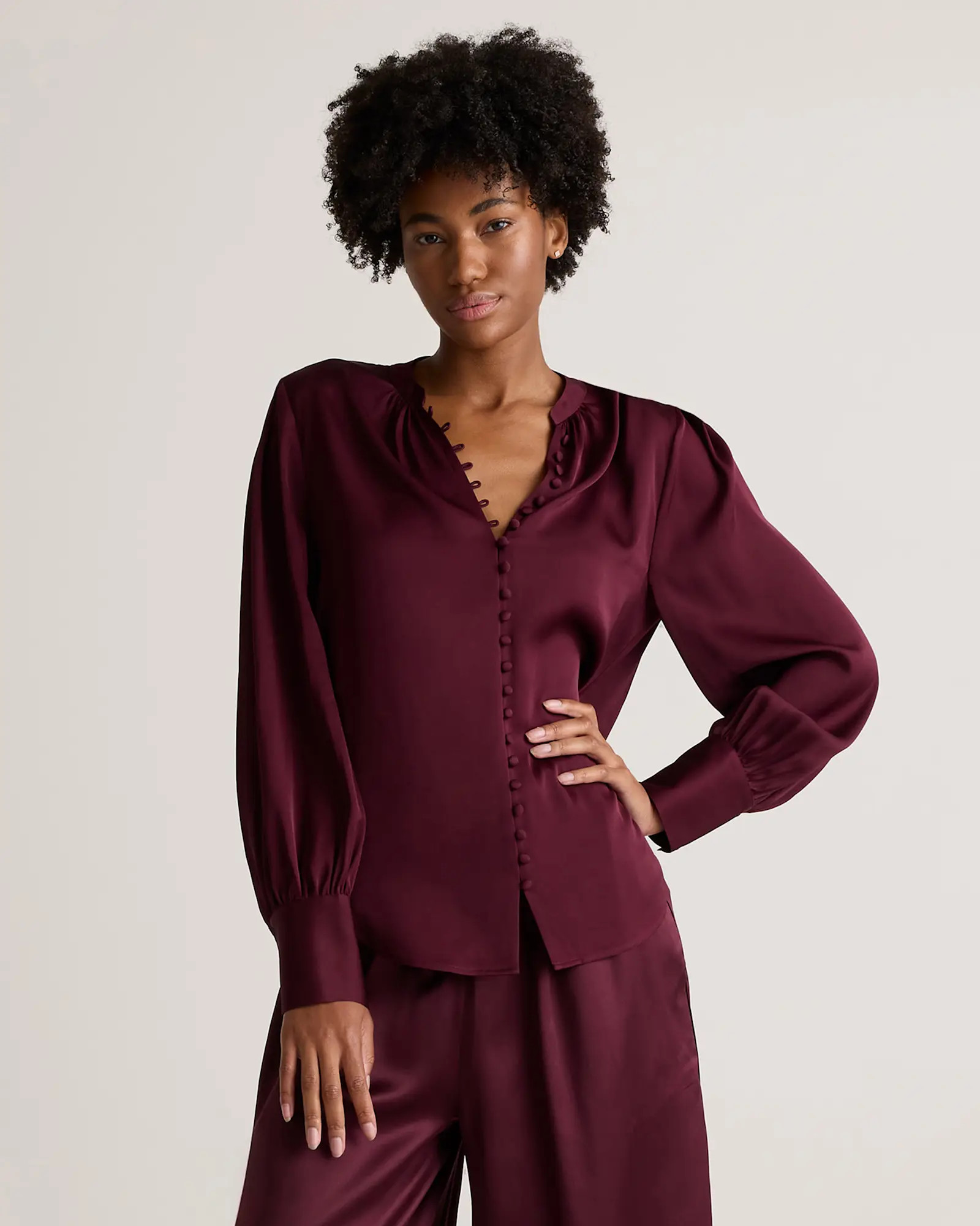 Washable Stretch Silk Peasant Blouse | Quince