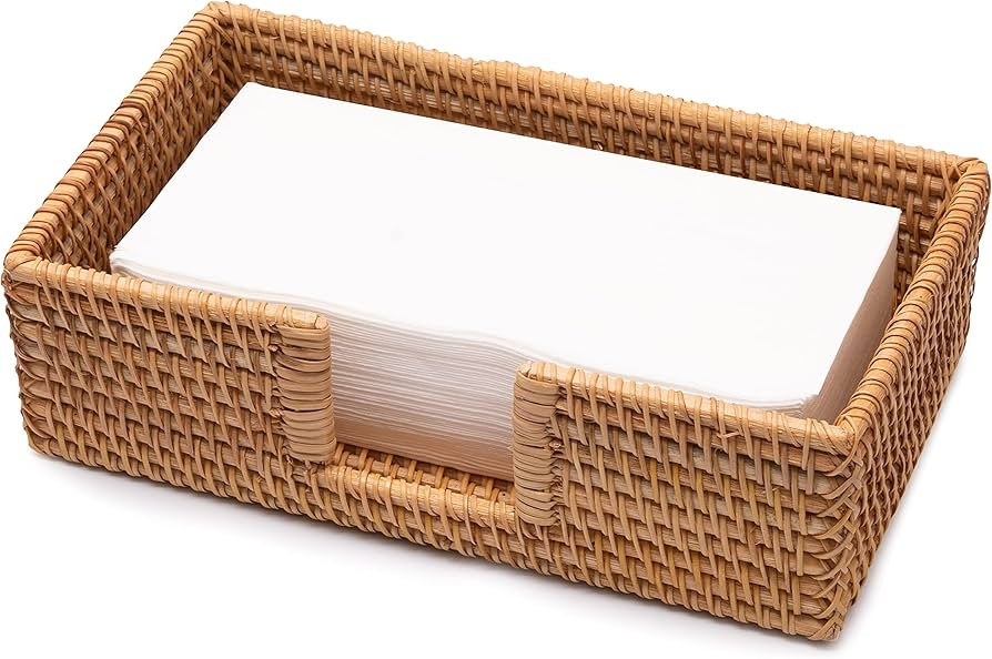 Wicker Guest Towel Holder Tray for Bathroom Rattan Rectangle Toilet Tank Trays Counter Paper Hand... | Amazon (US)