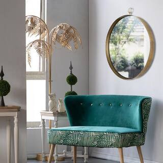 Gold 30 in W x 34 in. H Art Deco Round Glass Framed Mirror Wall Mirror Wall Decor Mirror | The Home Depot