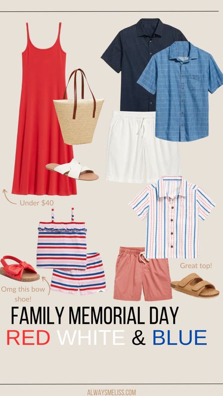 With Memorial Day around the corner, wanted to share some outfit inspo! Love the red dress. Bag is currently marked down! So many super cute finds for the whole family. 

Old Navy
Affordable Memorial Day Outfits
Family Outfit ideas

#LTKstyletip #LTKfamily #LTKSeasonal