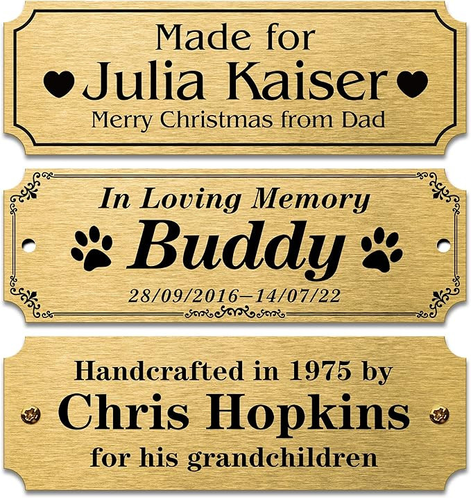 Personalized Name Plates, Solid Brass Engraved Plaque, Trophy Plates Engraved, Custom Name Plate ... | Amazon (US)