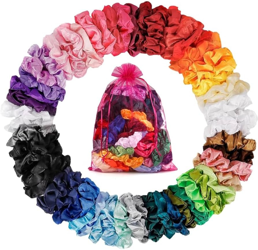Satin Scrunchies for Women & Girls - 60 Pack Silk Scrunchies for Curly Hair | Amazon (US)