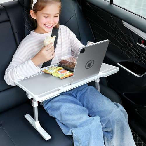 Large Car Seat Tray Table, Foldable Travel Tray for Kids Car Seat, Height Adjustable Car Lap Desk for Laptop Computer Tablet, Rear Seat Food Eating Tray, Car Travel Essentials for Long Trips | Amazon (US)