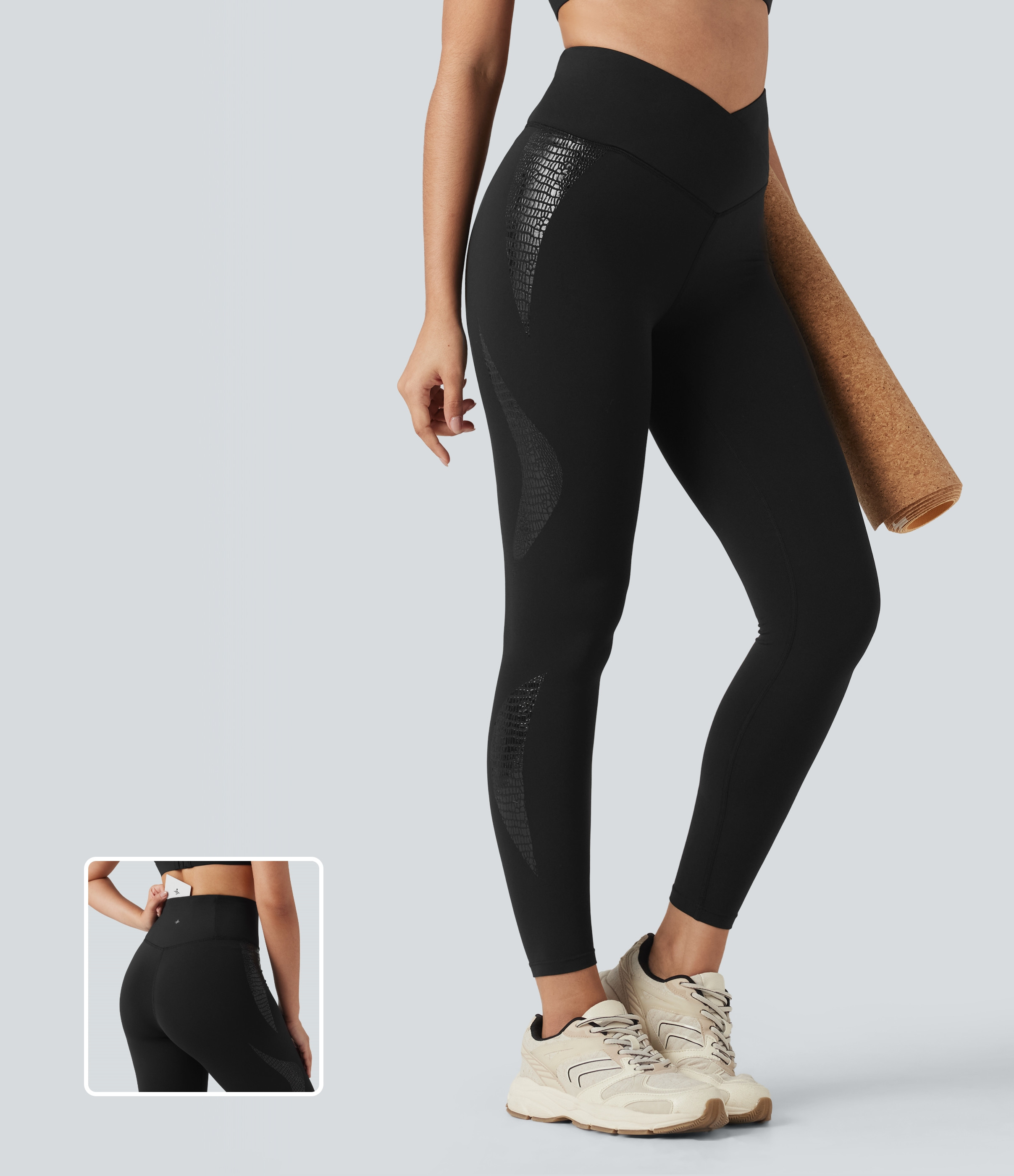 Women’s SoftlyZero™ Crossover High Waisted Yoga 7/8 Leggings with Pocket-UPF50+ - Halara | HALARA